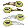 Carolines Treasures Checkerboard Lime Green Fawn Pug Barrettes Hair Clips, Set of 4, 4PK BB1324HCS4